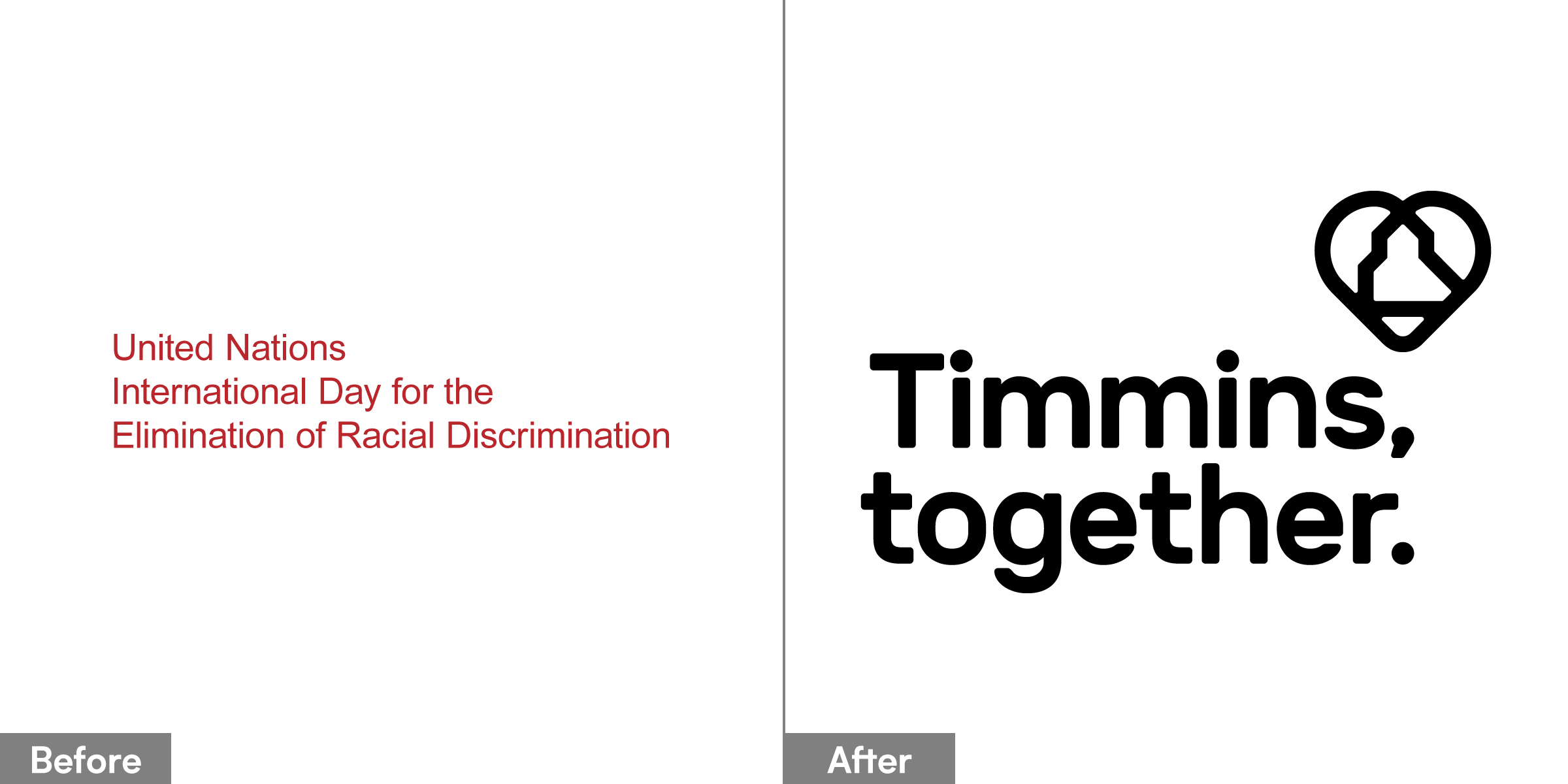 Timmins Together Logo, Before and After